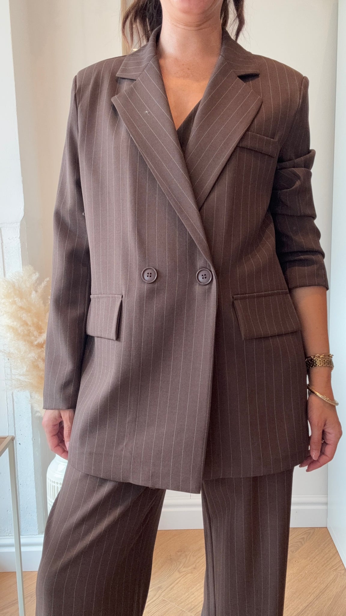 Blazer Gessato Marrone
