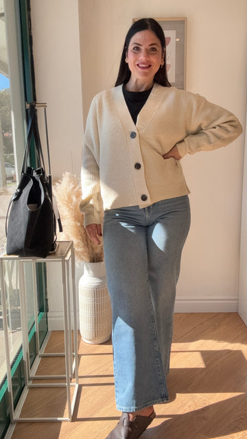 Cardigan bottoni panna