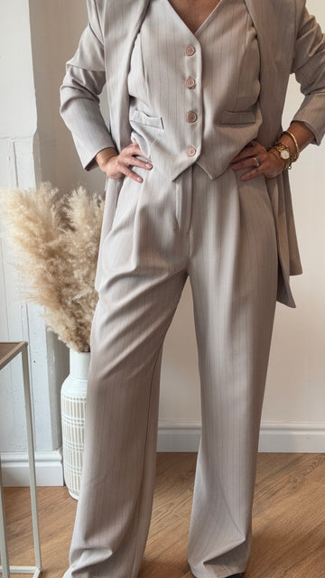 Pantalone gessato Beige