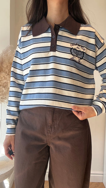 Polo OXFORD azzurro/panna