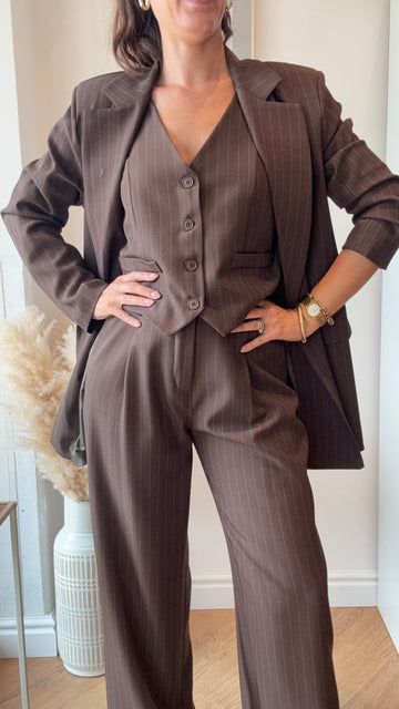 Gilet gessato marrone