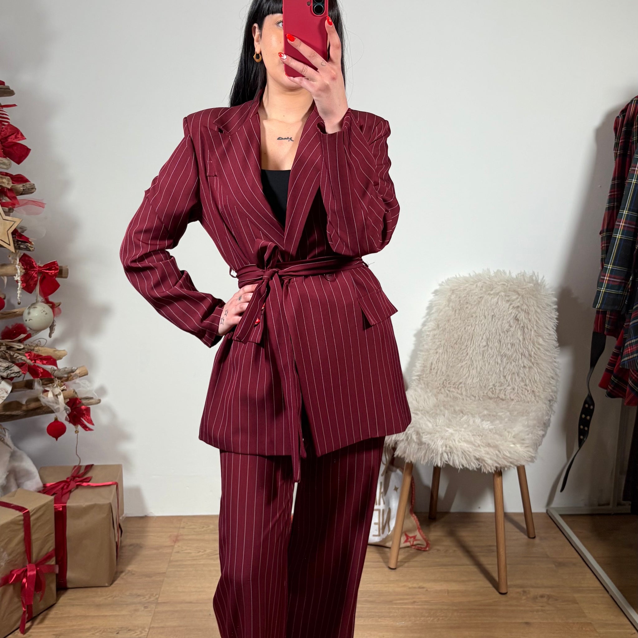 Tailleur Gessato Bordeaux