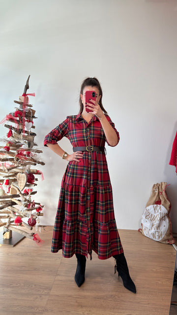 Abito tartan a balze