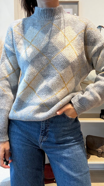 Pull quadri grigio