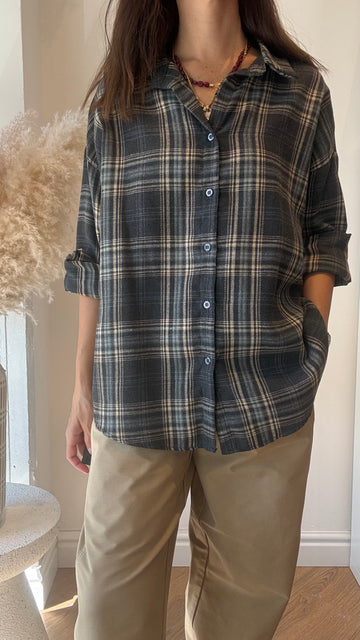 Camicia HARVARDFlanella Piombo/beige