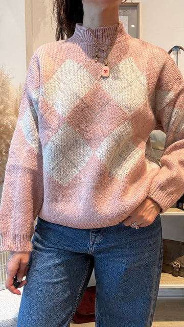 Pull quadri Rosa